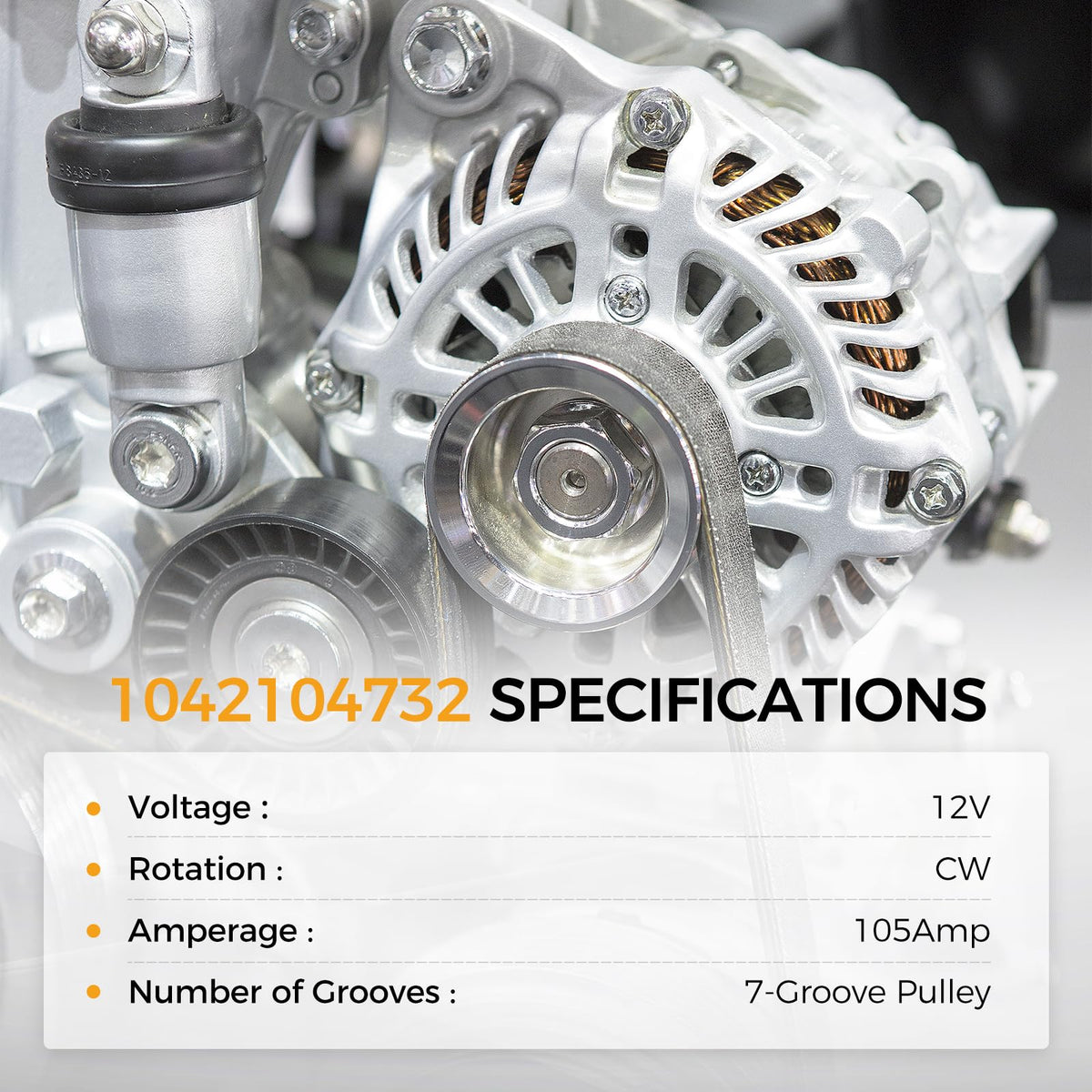 PAROD alternator 7-groove clutch pulley detail ensuring correct belt engagement