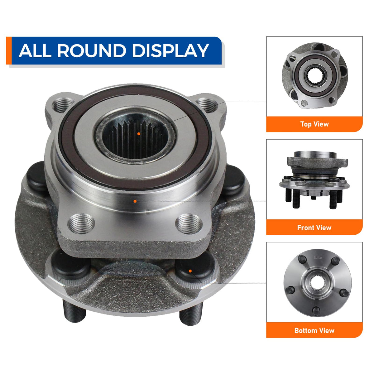 PAROD hub front-face detail illustrating precise bolt pattern and durability