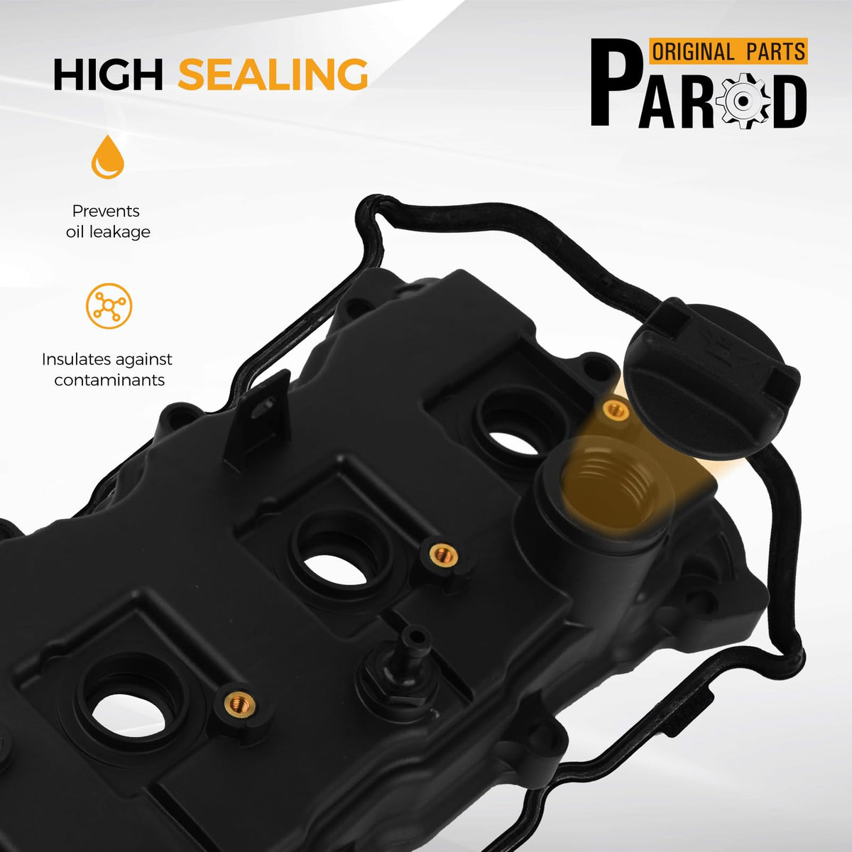 PAROD valve cover closeup of ridges and bolt bosses for secure installation