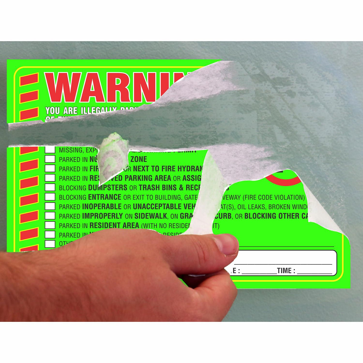 PARTH iMPEX sticker placed on a car windshield for visible warning