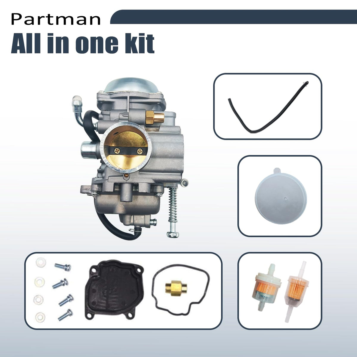Partman carburetor flange and mounting holes for direct OEM fit