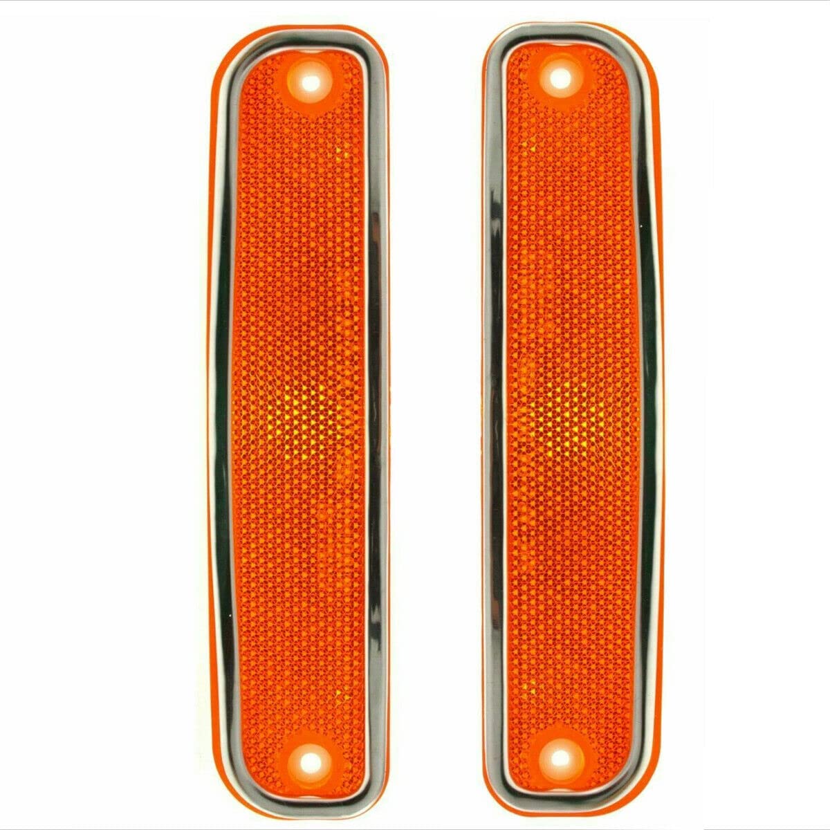 Parts N Go front view of side marker light showing chrome trim and lens, clear authentic look