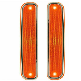 Parts N Go front view of side marker light showing chrome trim and lens, clear authentic look