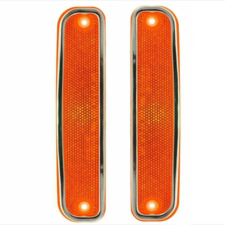 Parts N Go front view of side marker light showing chrome trim and lens, clear authentic look