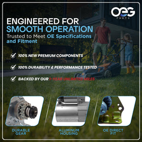 Parts Player starter placed on mower engine illustrating ready-to-install convenience