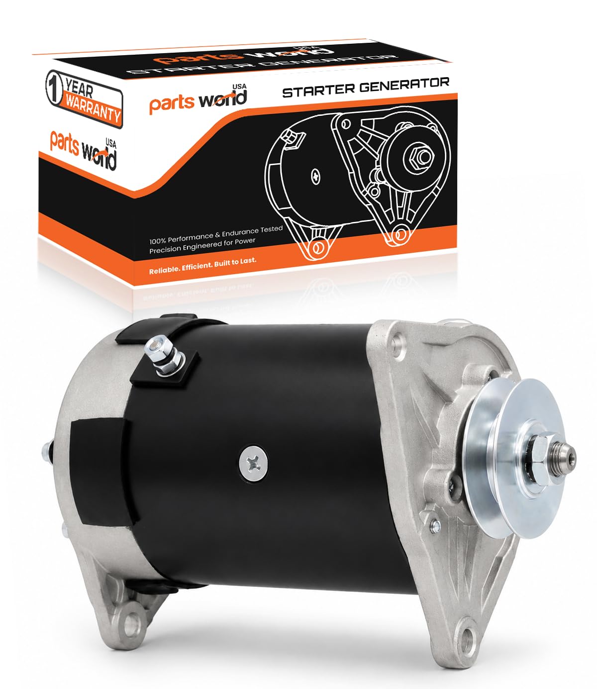 Parts World USA starter generator front assembly showing robust housing and fitment benefit
