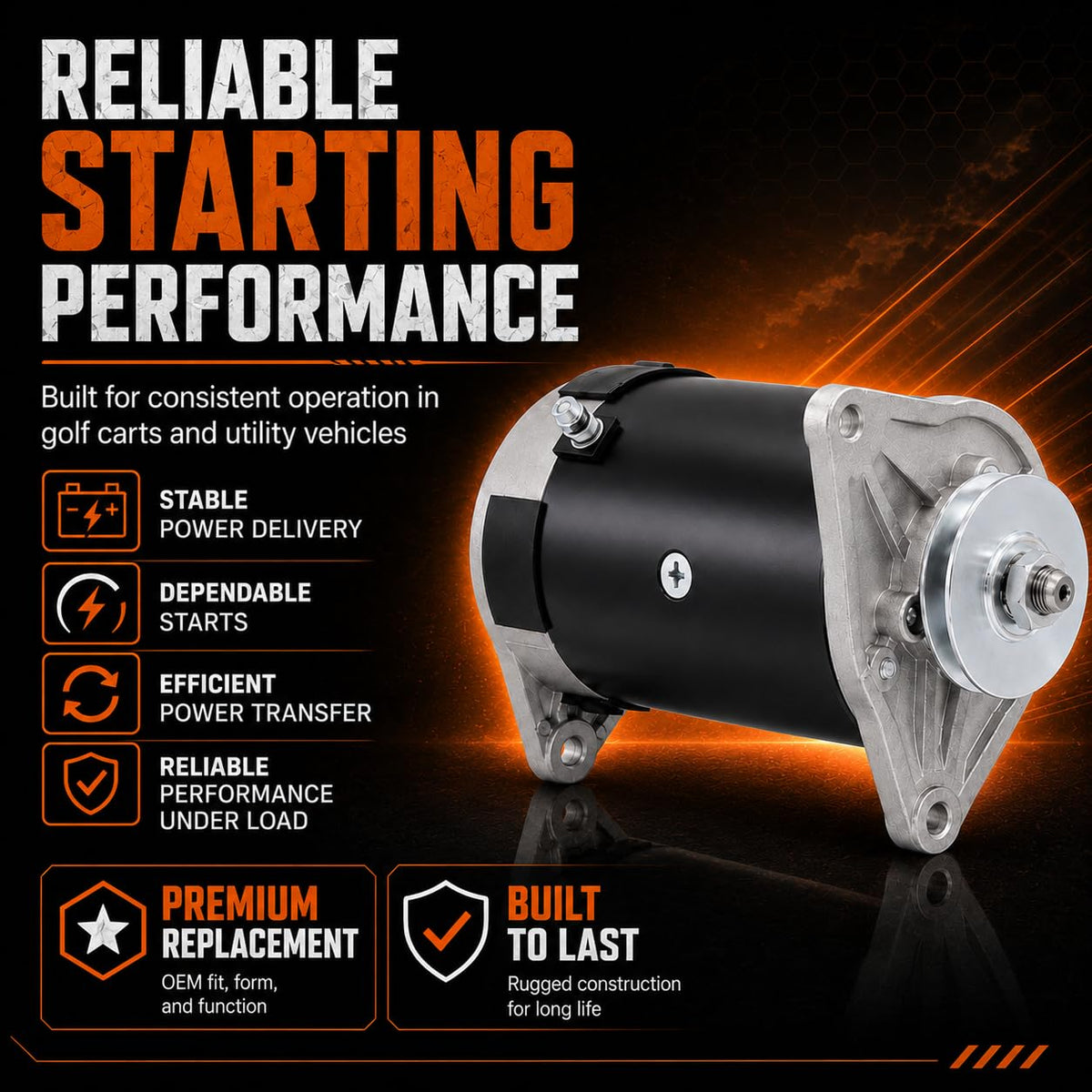 Parts World USA starter generator boxed with warranty card demonstrating included one-year protection