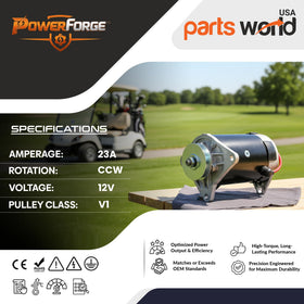 Parts World USA starter generator pulley close-up highlighting pulley class and alignment benefit