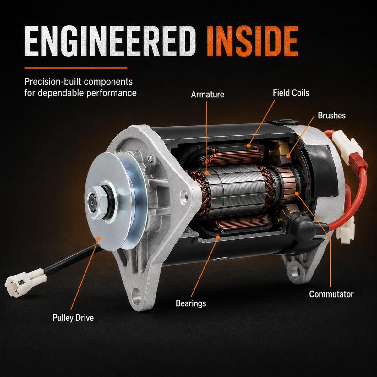 Parts World USA side profile showing compact design and right-hand rotation orientation