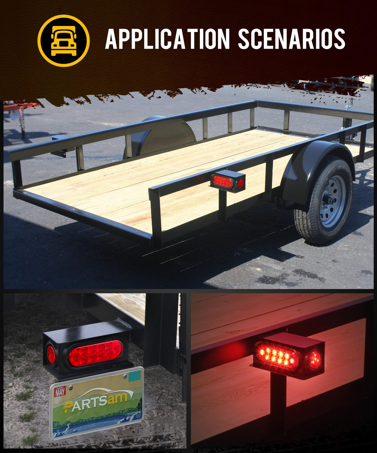 Partsam 6-inch oval red LED tail light detail showing bright lens for visibility
