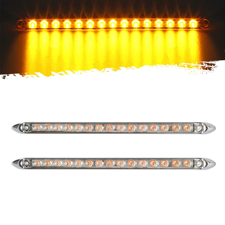 Partsam front view amber LED bar showing clear lens and bright benefit