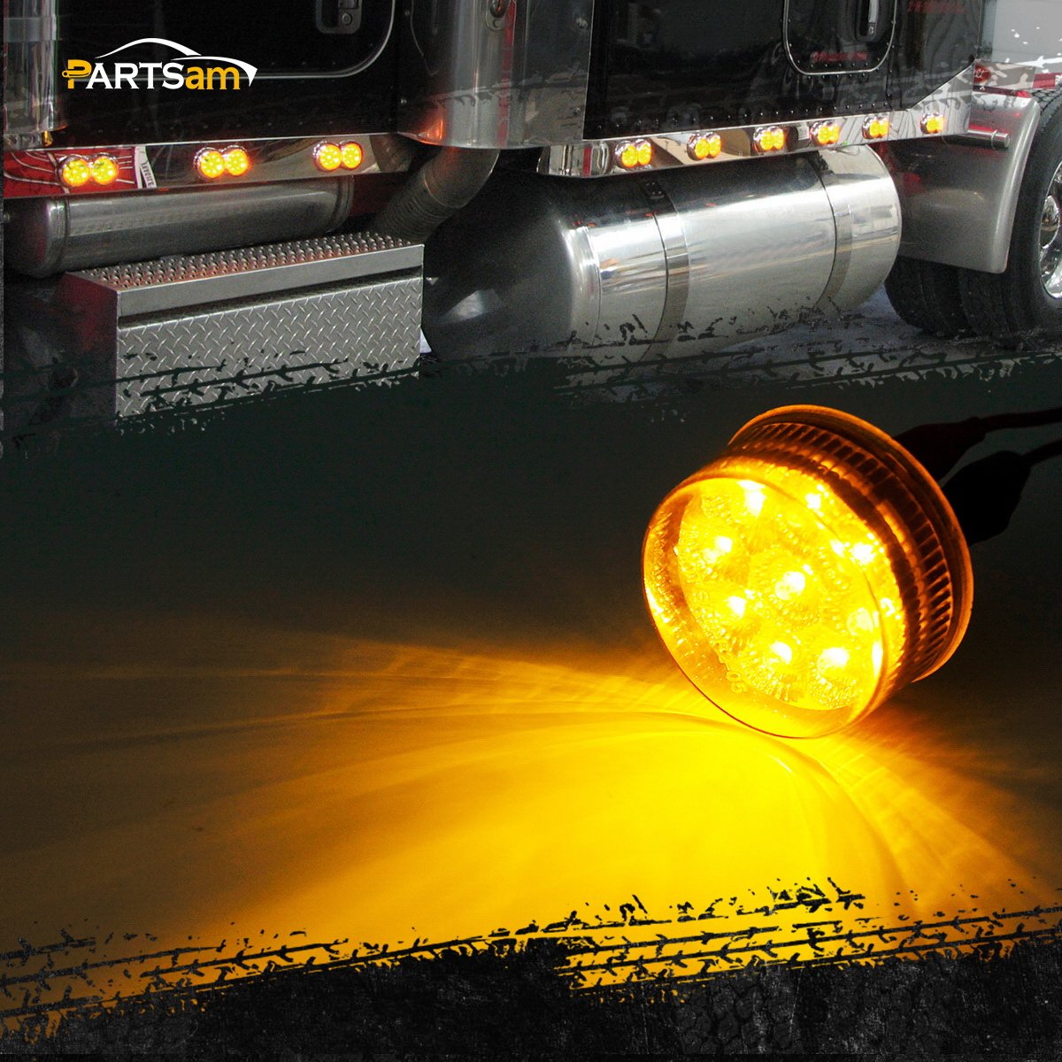 Partsam close-up of faceted miro-reflex reflector showing increased light output benefit