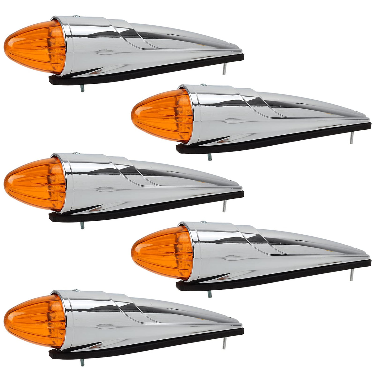 Partsam front view of amber torpedo cab marker lights showing fit and styling