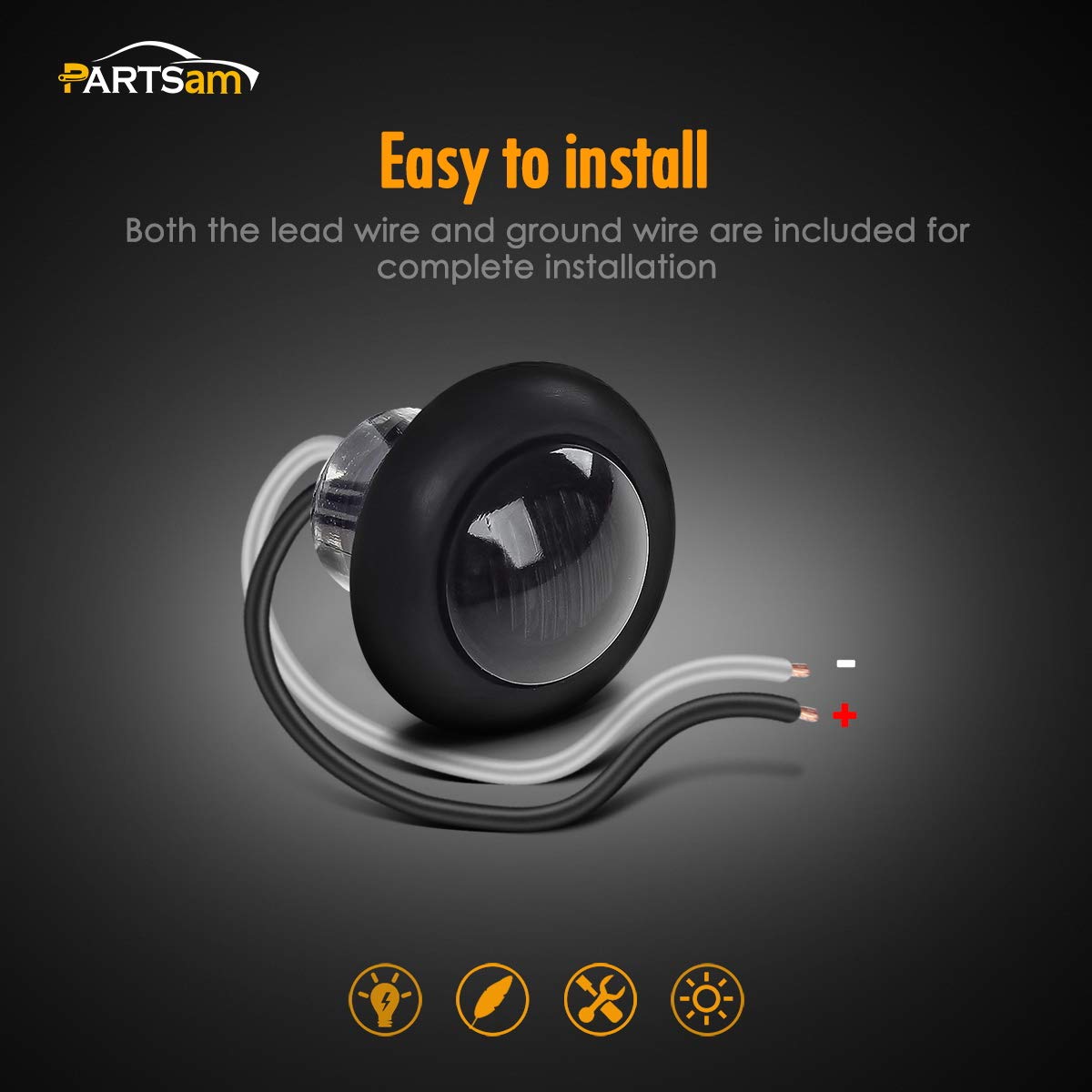 Partsam mounted at angle demonstrating dual clearance and side marker benefit