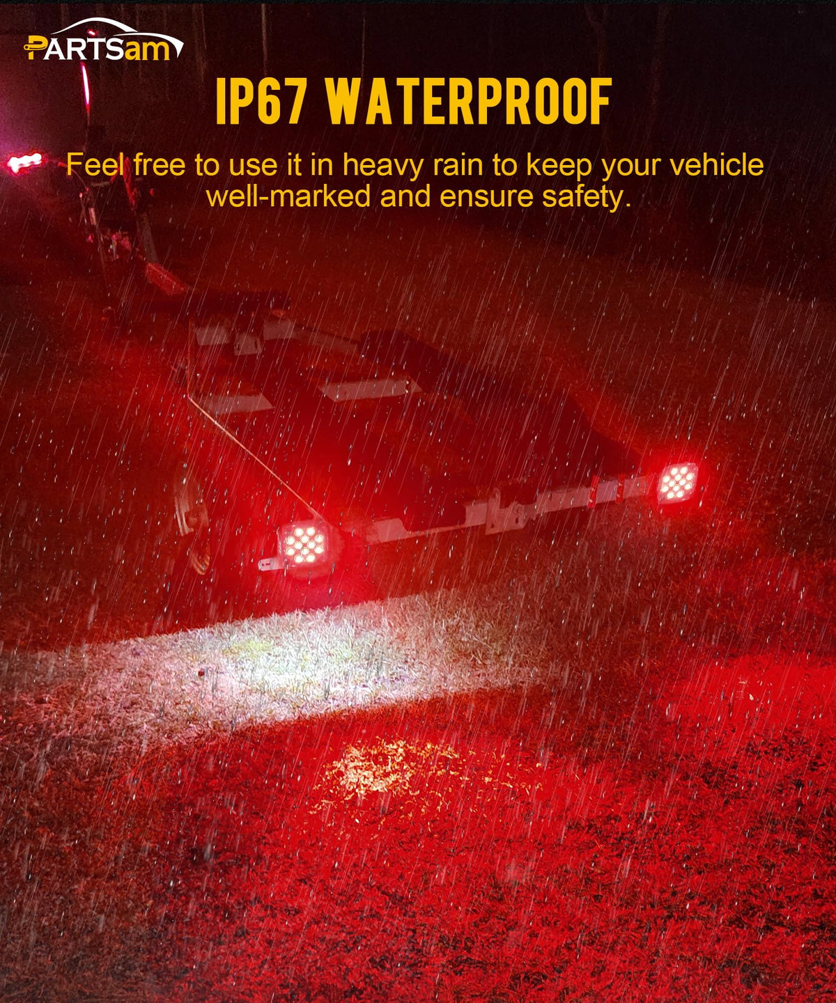 Partsam mounted on a boat trailer near water showing waterproof protection and durability