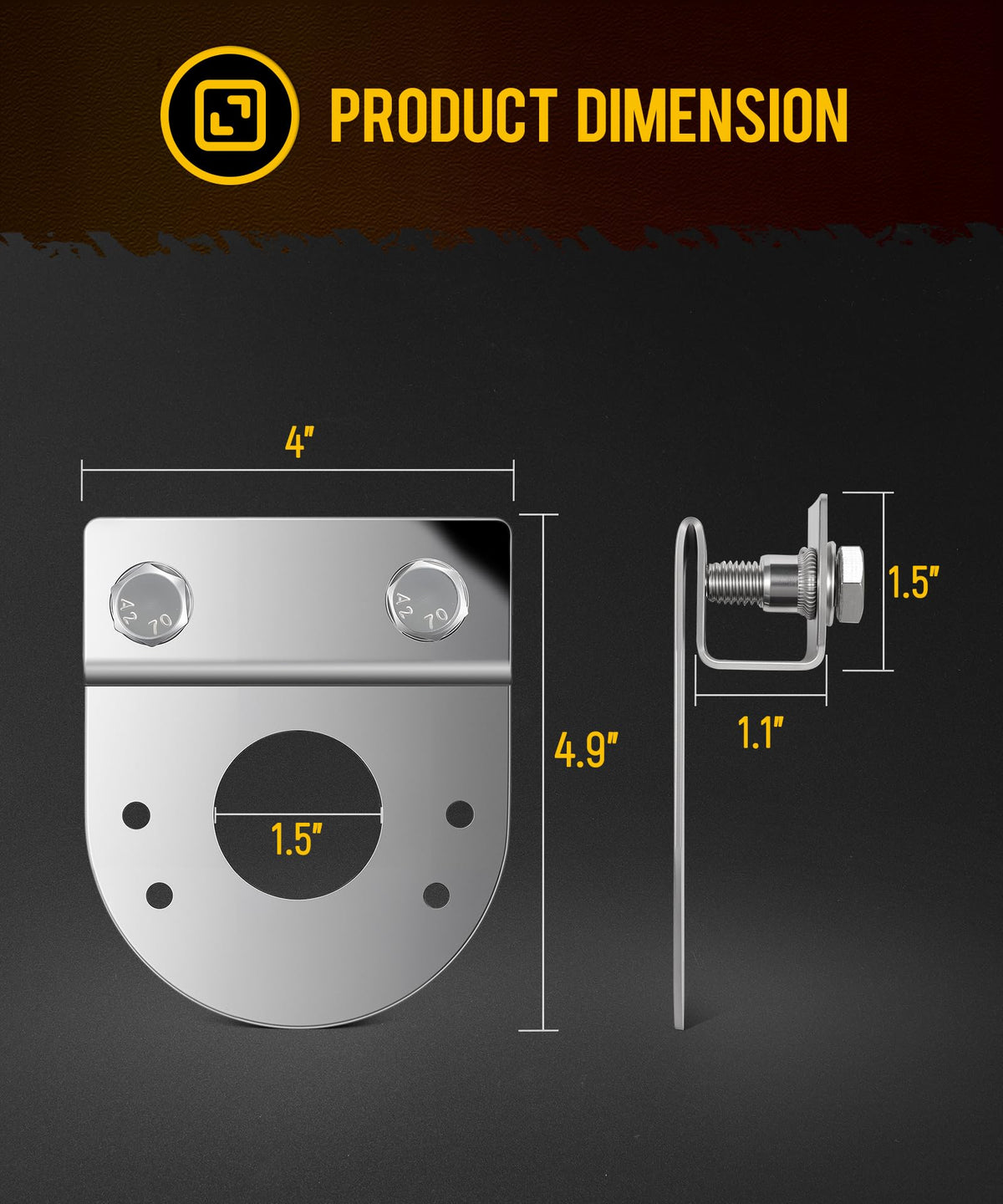 PARTsam clamp detail attached to frame rail for quick no-drill installation benefit