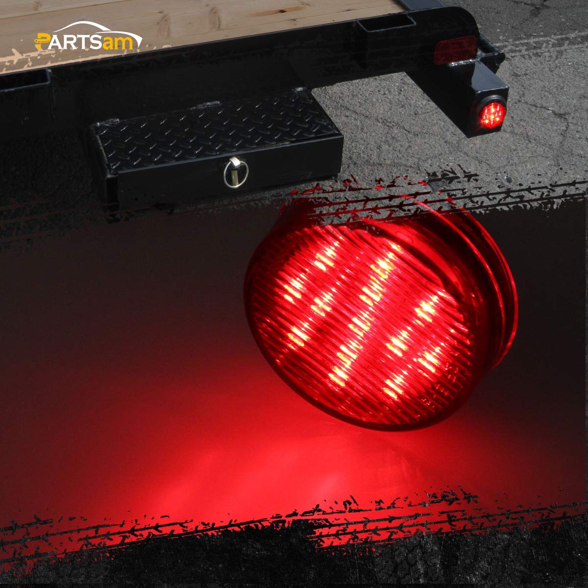 Partsam close-up of 13 LED array and lens texture demonstrating bright, even illumination for safety