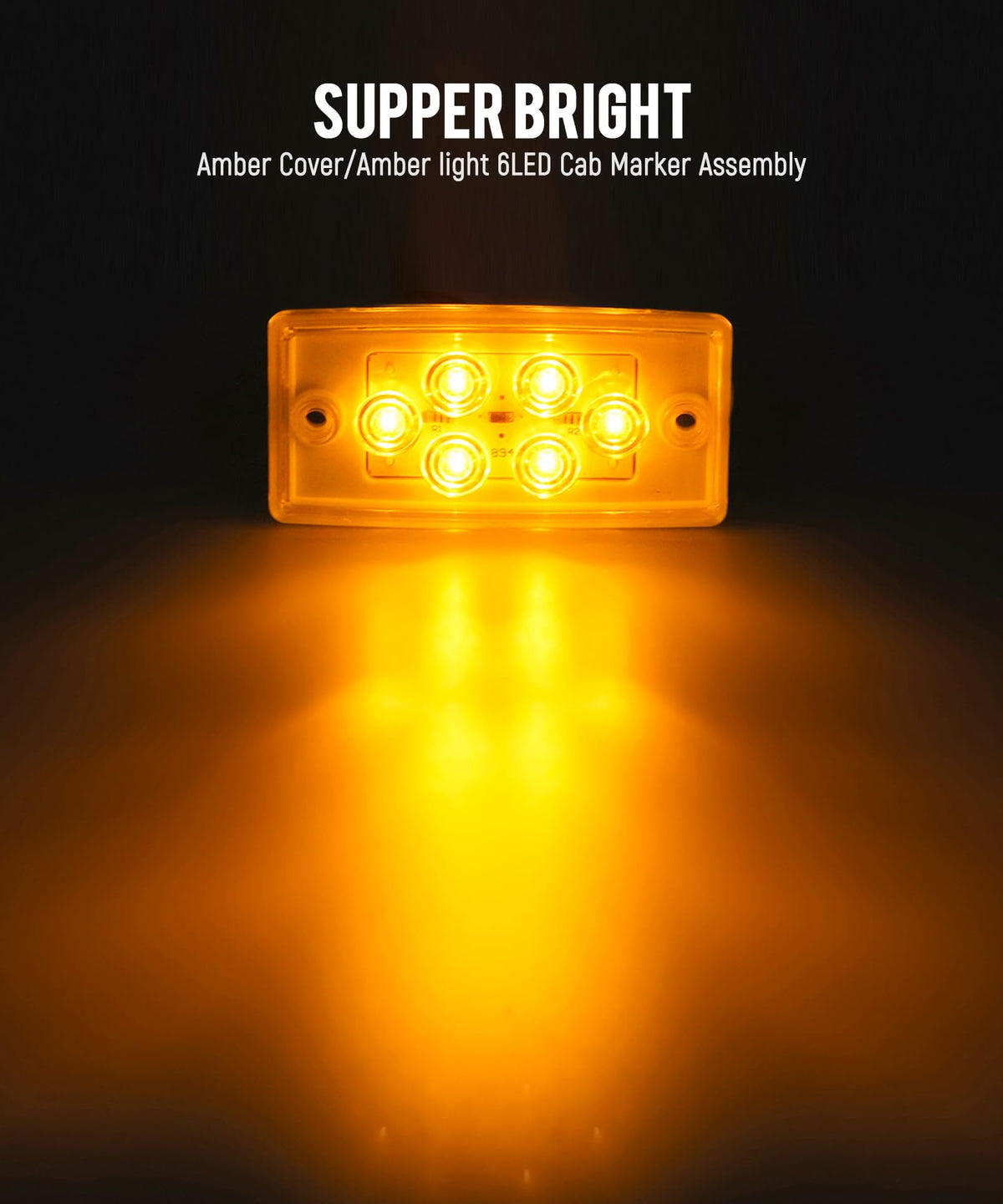 Partsam close up of six-LED array highlighting bright, even illumination