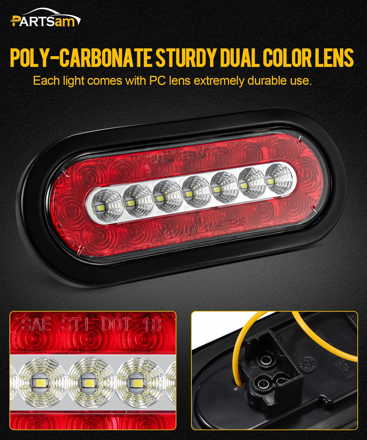 Partsam close-up of LED ring and white center reflector, highlights bright even light output