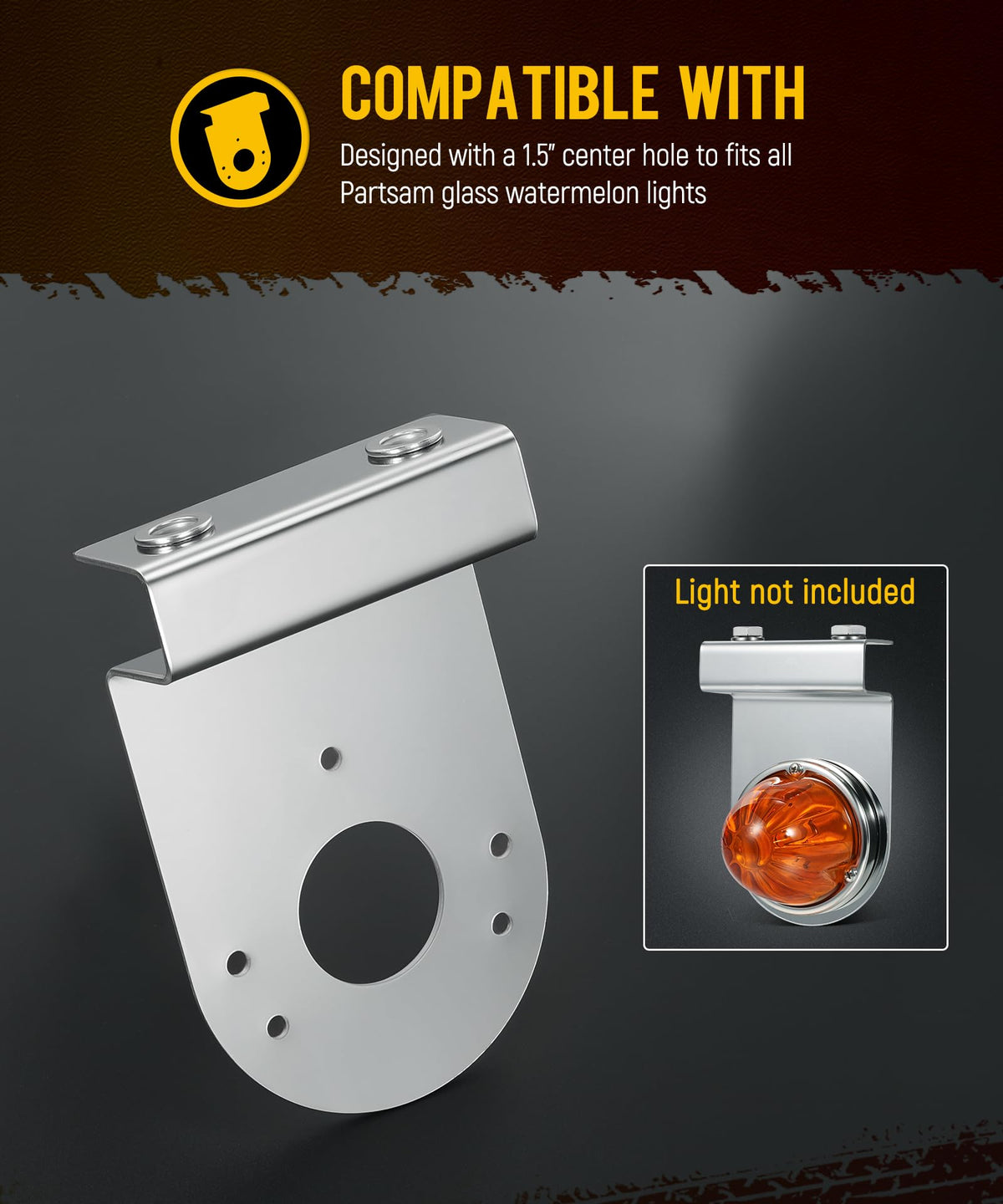 Partsam bracket detail with 1.5 inch center hole showing compatibility advantage