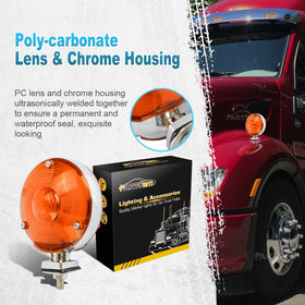 Partsam close-up of amber lens and chrome bezel for durable finish