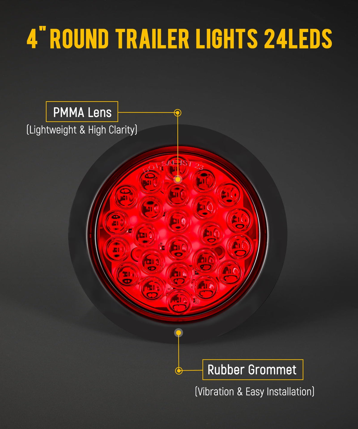 Partsam close-up of 24-LED array and textured lens for consistent light output