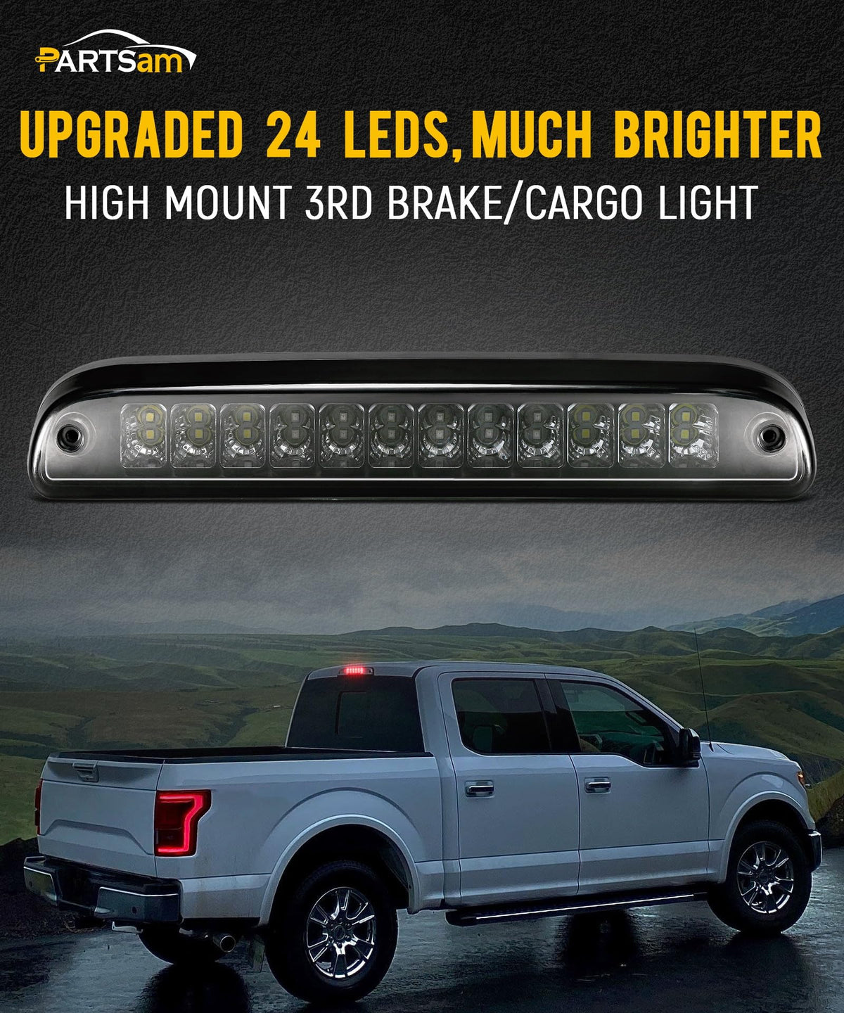 Partsam close-up of 6 red and 6 white LEDs showing brightness and clarity