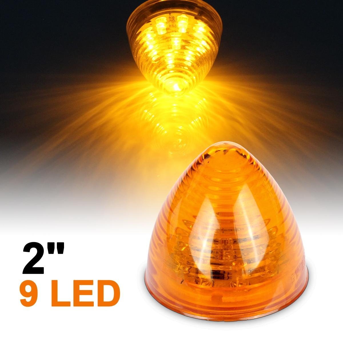 Partsam close-up of beehive lens and 9 LEDs showing crisp amber illumination benefit