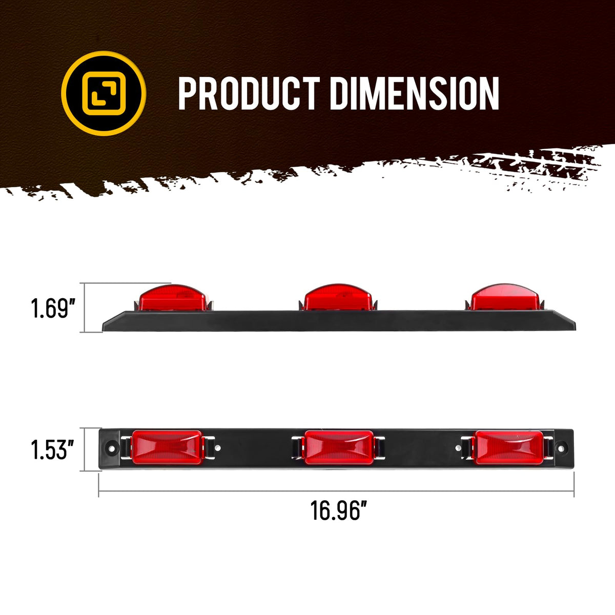 Partsam light bar next to ruler showing 430mm length and 405mm hole spacing for accurate fitment