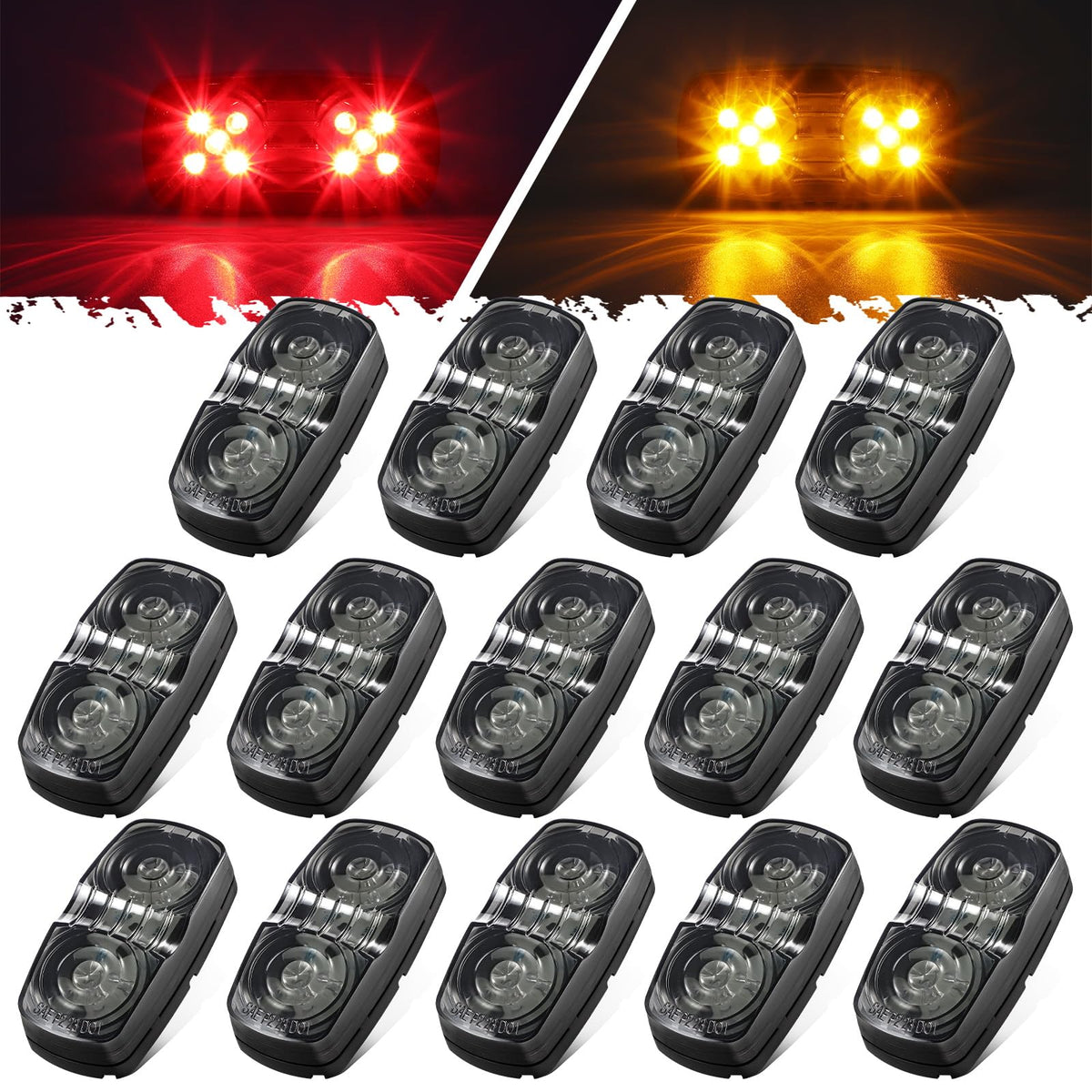 Partsam front view of double bullseye LED marker light showing bright pattern