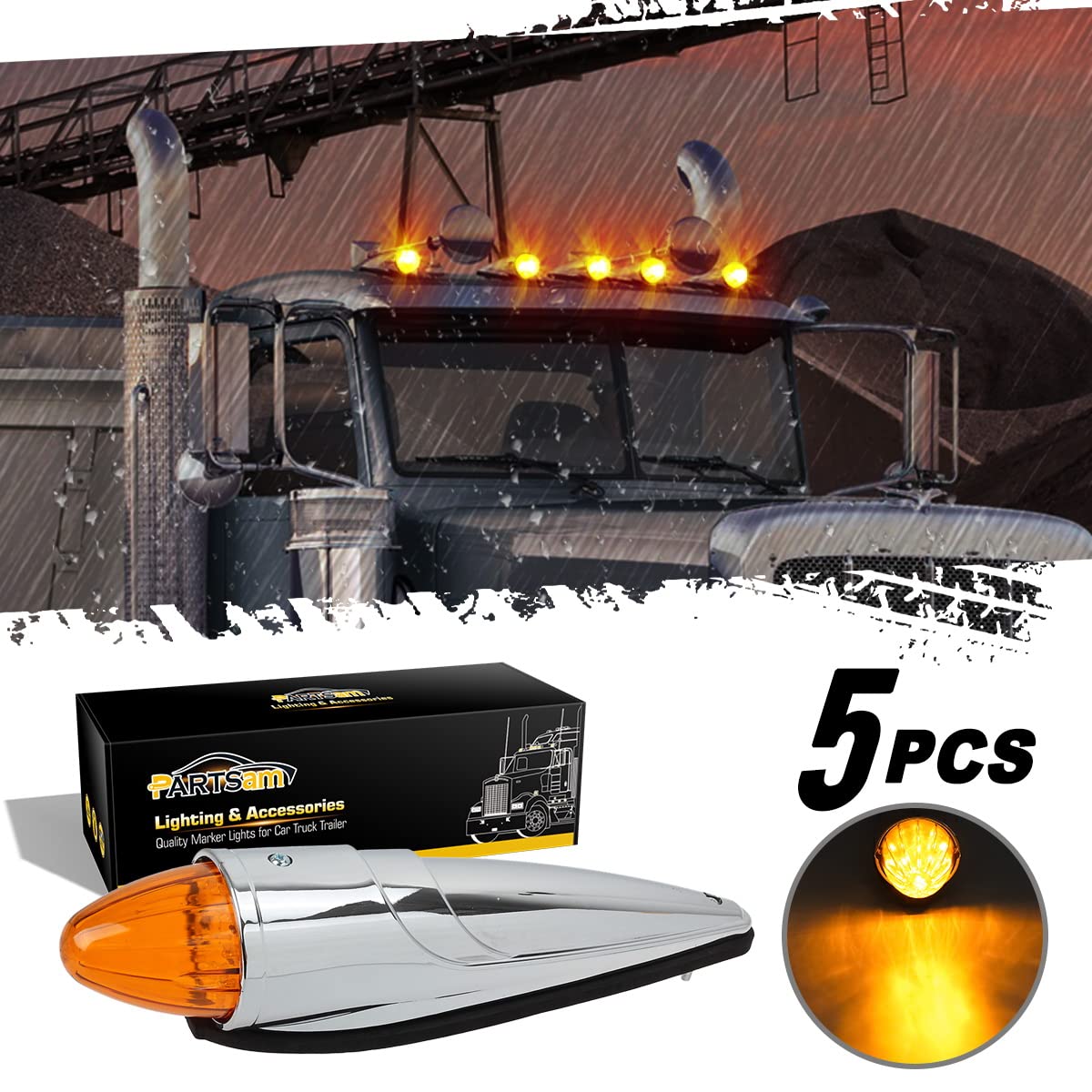 Partsam five-piece kit unboxed showing complete set for full cab marker replacement