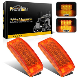 Partsam front view amber rectangular light showing compact housing and visibility