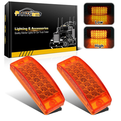 Partsam front view amber rectangular light showing compact housing and visibility