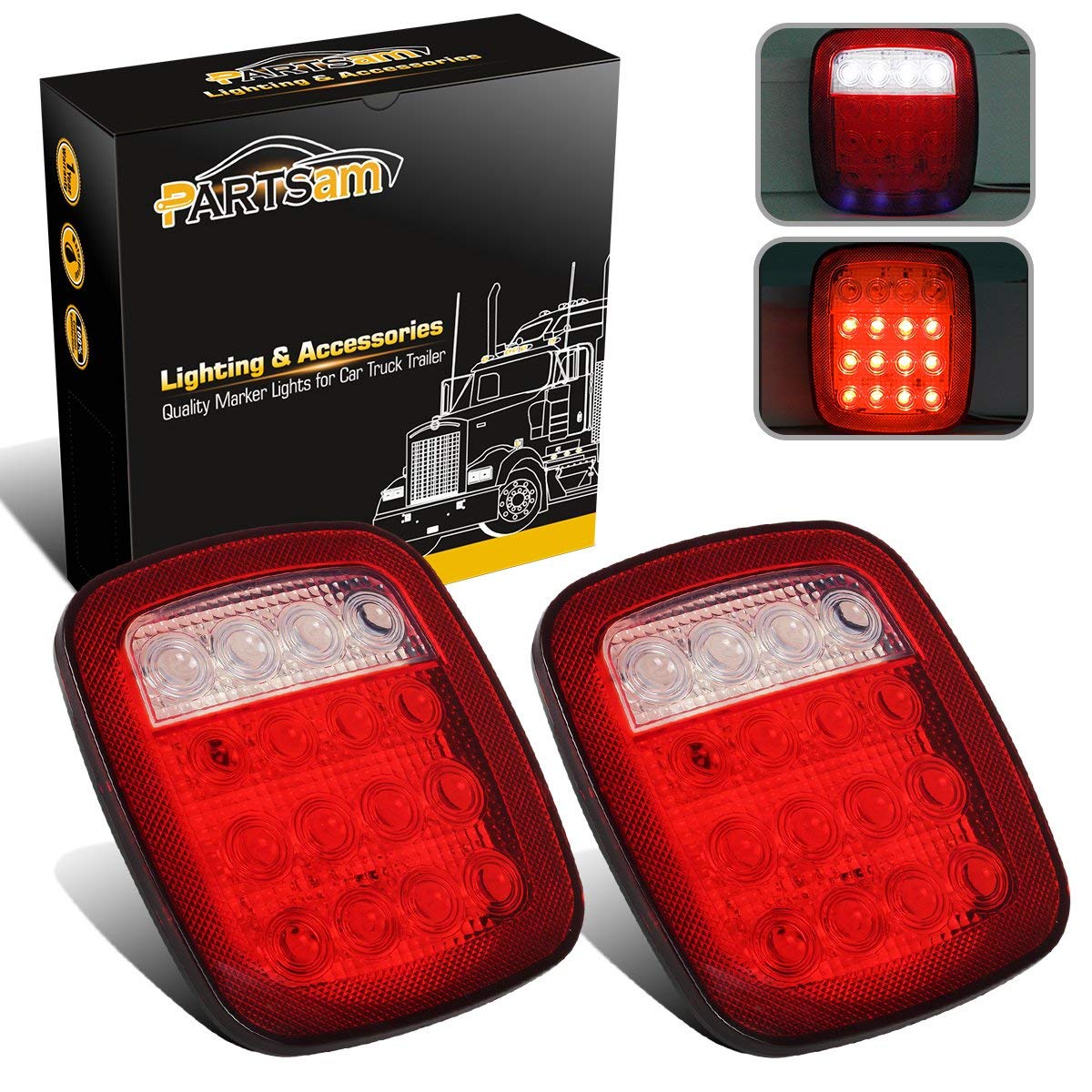 Partsam front lens showing red and white LEDs for multi-function visibility