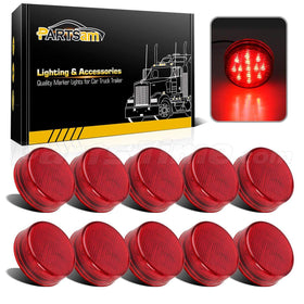 Partsam front view of 10-pack red marker lights showing full kit and DOT approval, ensures fleet-ready replacement