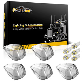 Partsam front packaging showing five clear lenses and five white bulbs benefiting quick replacement