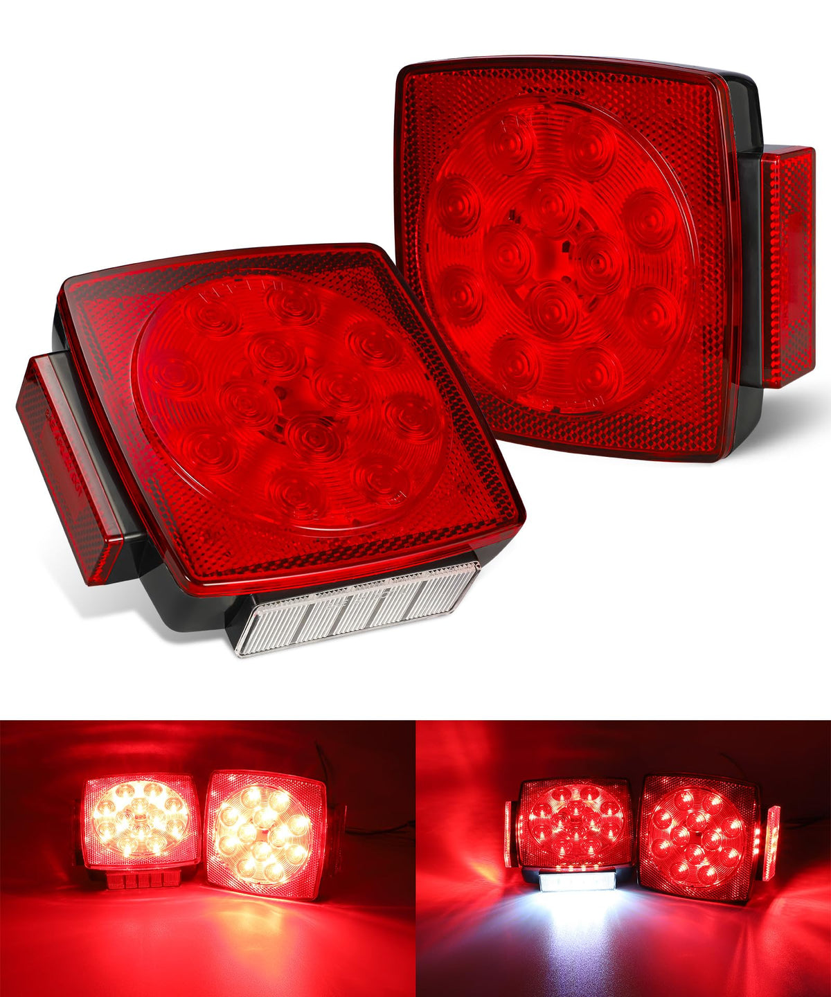 Partsam front view of slim square LED trailer light showing design and easy replacement benefit