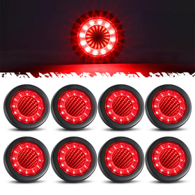 Partsam front view of eight red marker lights showing compact design and benefit: high visibility