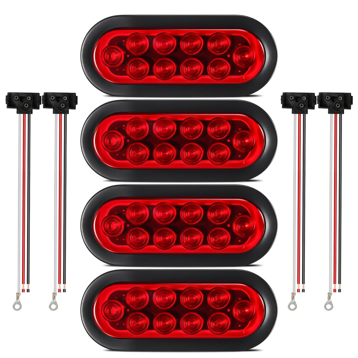 Partsam front view of four sealed red oval lights showing compact design and visibility