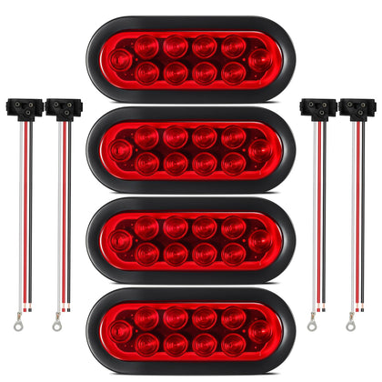 Partsam front view of four sealed red oval lights showing compact design and visibility