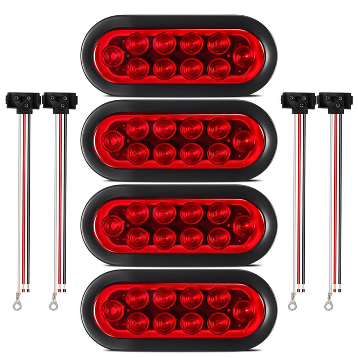 Partsam front view of four sealed red oval lights showing compact design and visibility