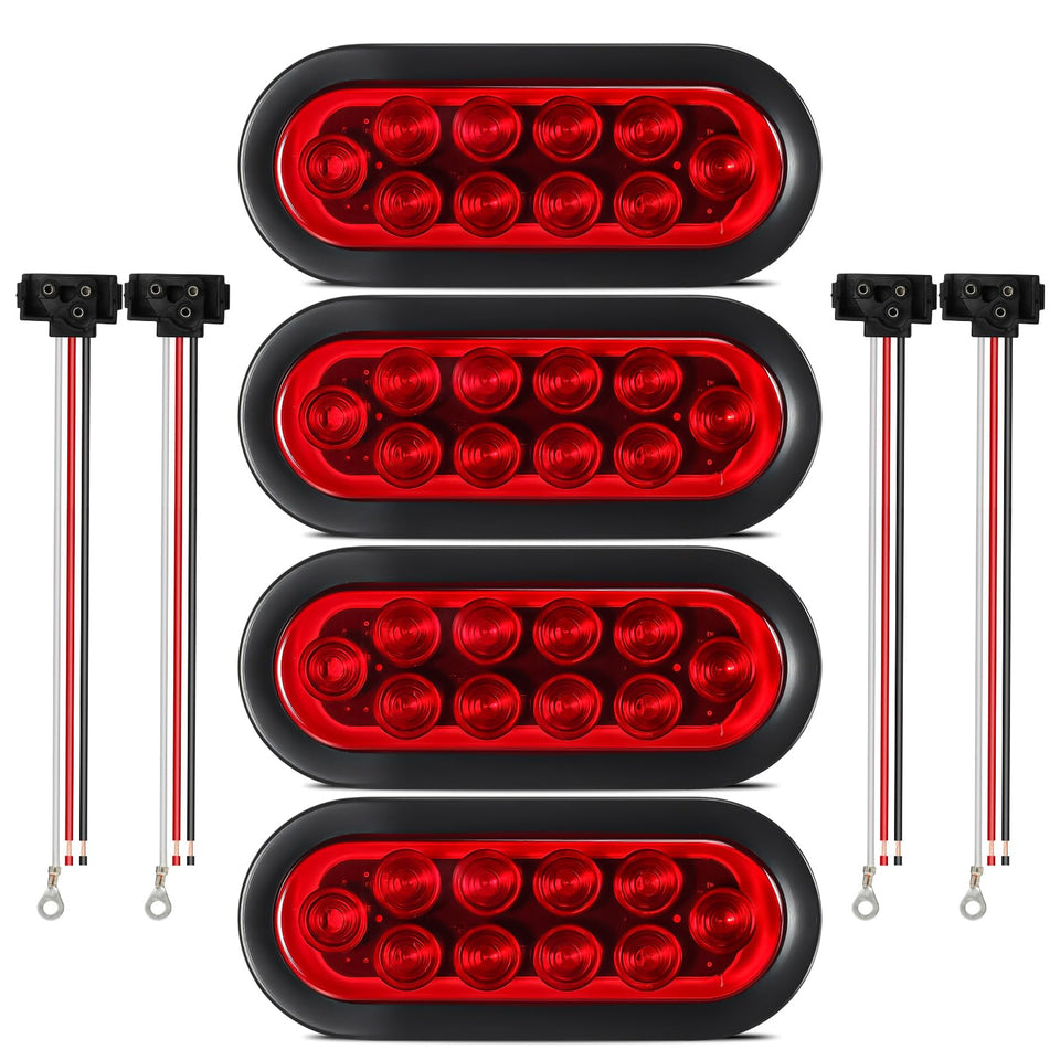 Partsam front view of four sealed red oval lights showing compact design and visibility