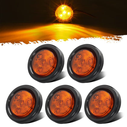 Partsam front view of five amber round lights showing compact design and quick install benefit