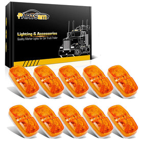 Partsam front view of 2x4 amber marker light showing clear amber glow for safety