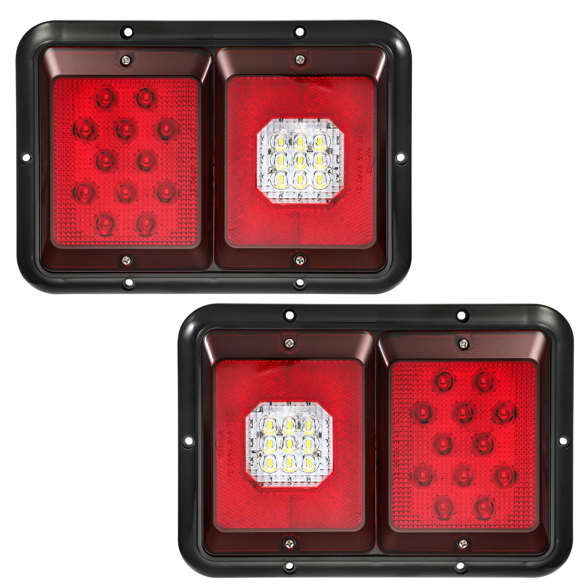 Partsam front view double LED tail light showing clear and red lenses for visibility