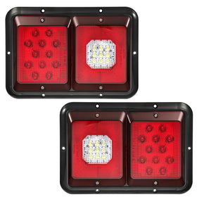 Partsam front view double LED tail light showing clear and red lenses for visibility