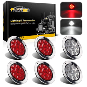 Partsam front view showing four red and two white round lights for clear signaling