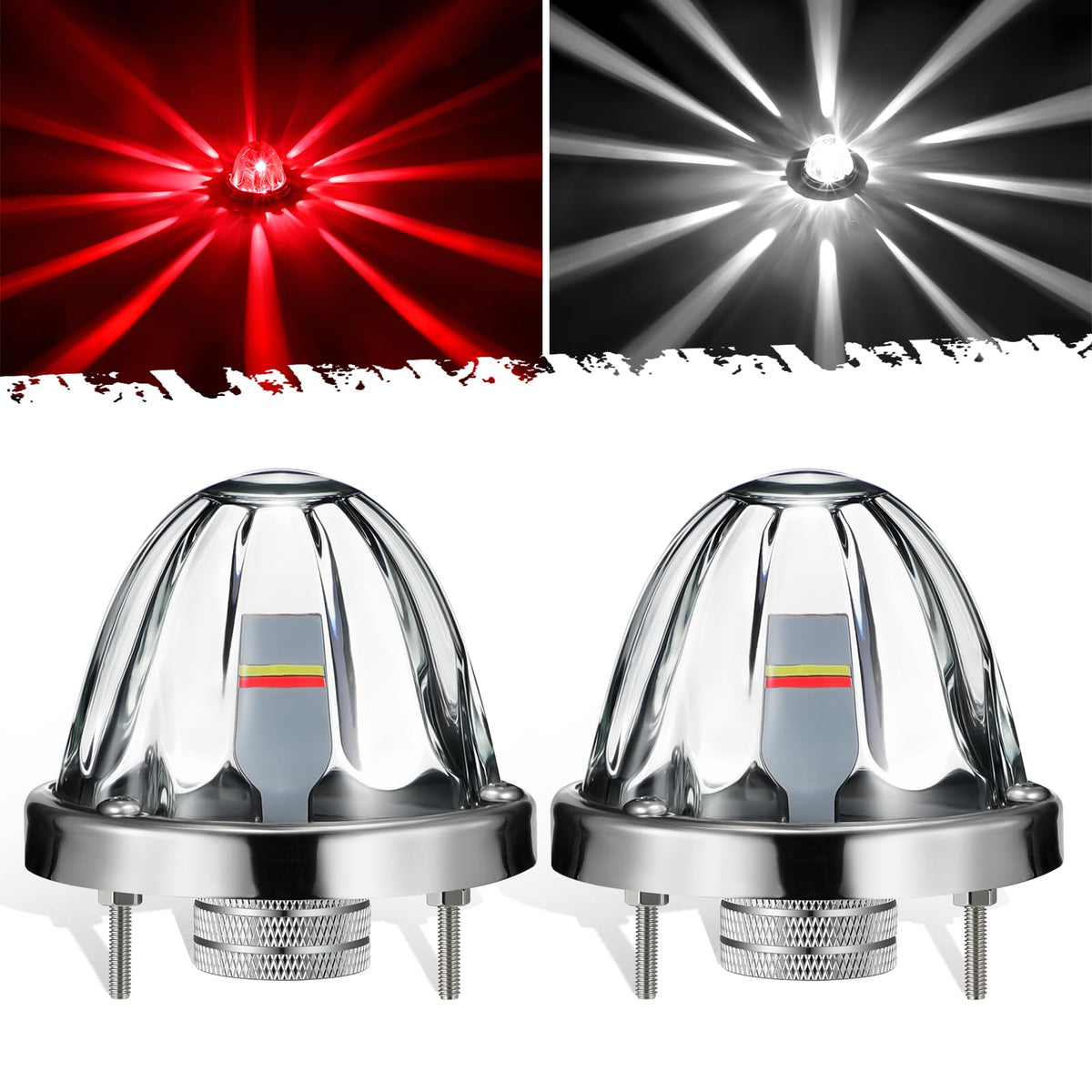 Partsam front view glass lens showing bright beam for improved visibility