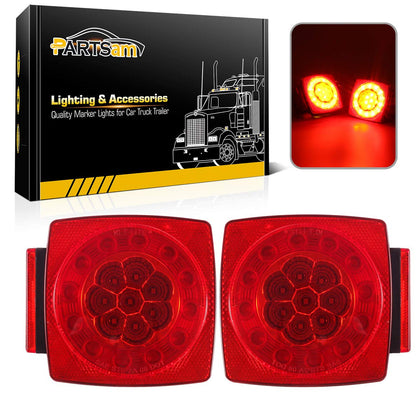 Partsam front view halo glow square tail light showing bright visibility