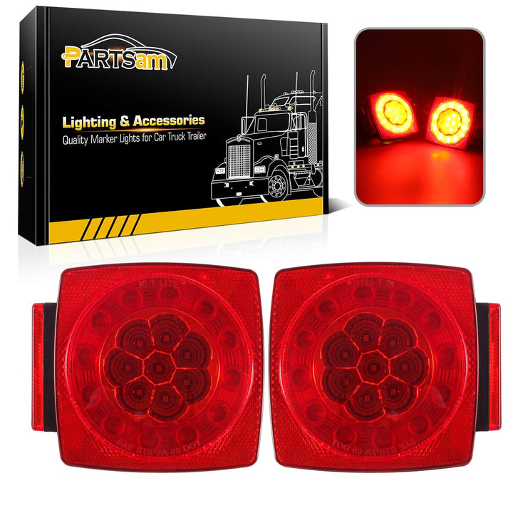 Partsam front view halo glow square tail light showing bright visibility